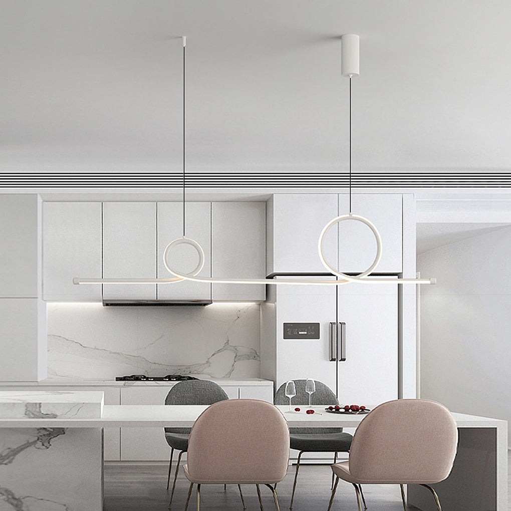 Minimalist Waves Circular Stepless Dimming LED Intelligent Chandelier