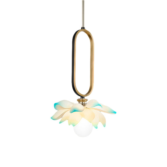 Creative Lotus Flowers Luminous Copper Oval Ring LED Modern Pendant Light