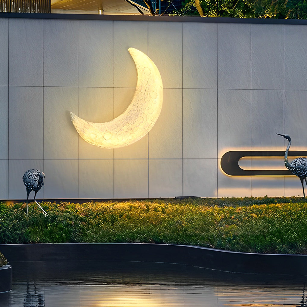Creative Resin Moon Waterproof LED Modern Outdoor Wall Sconce