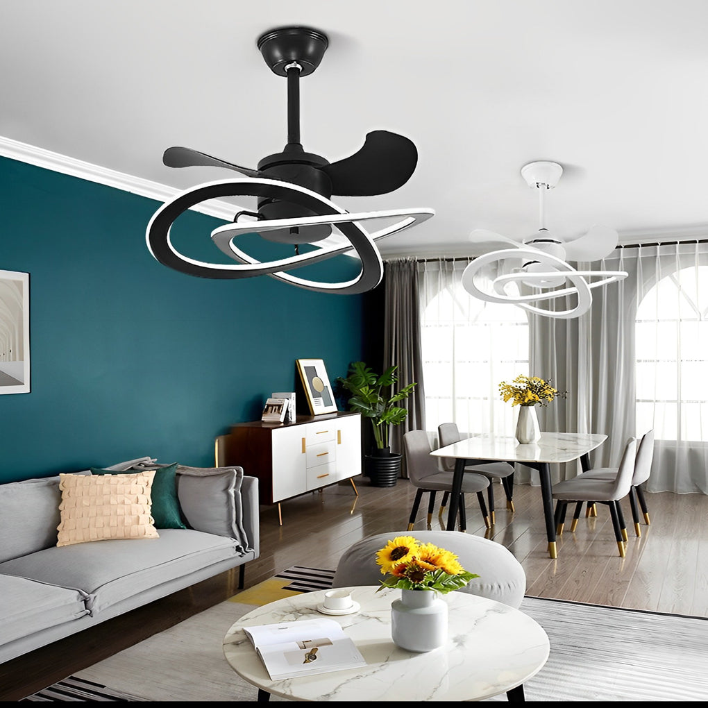 Waves Flower LED Bladeless Ceiling Fan Light with Timer