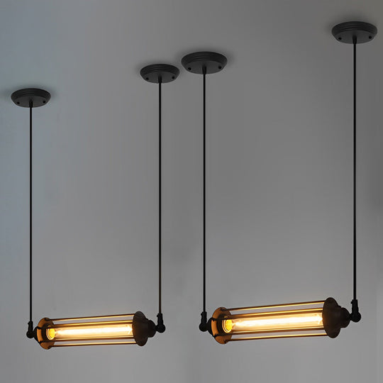 Retro Iron Energy-Saving LED Black Industrial Pendant Light