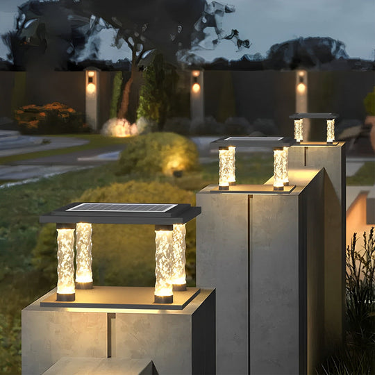 Bubbles Lamppost Square LED Waterproof Solar Post Cap Light