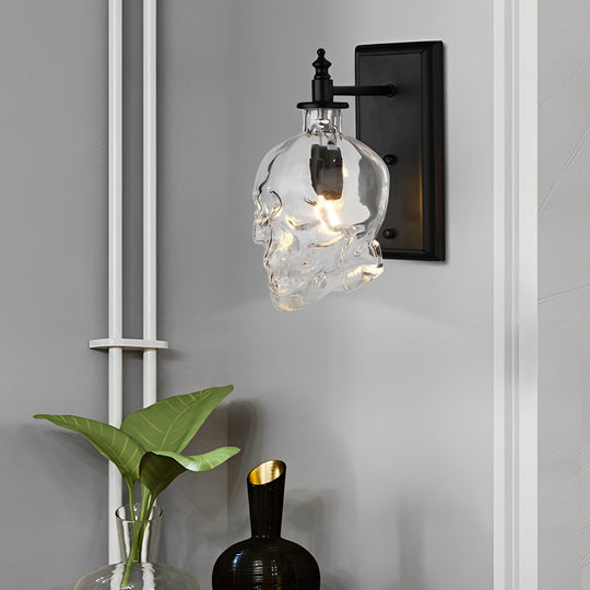 Retro Glass Skull Head LED Decorative Wall Lamp