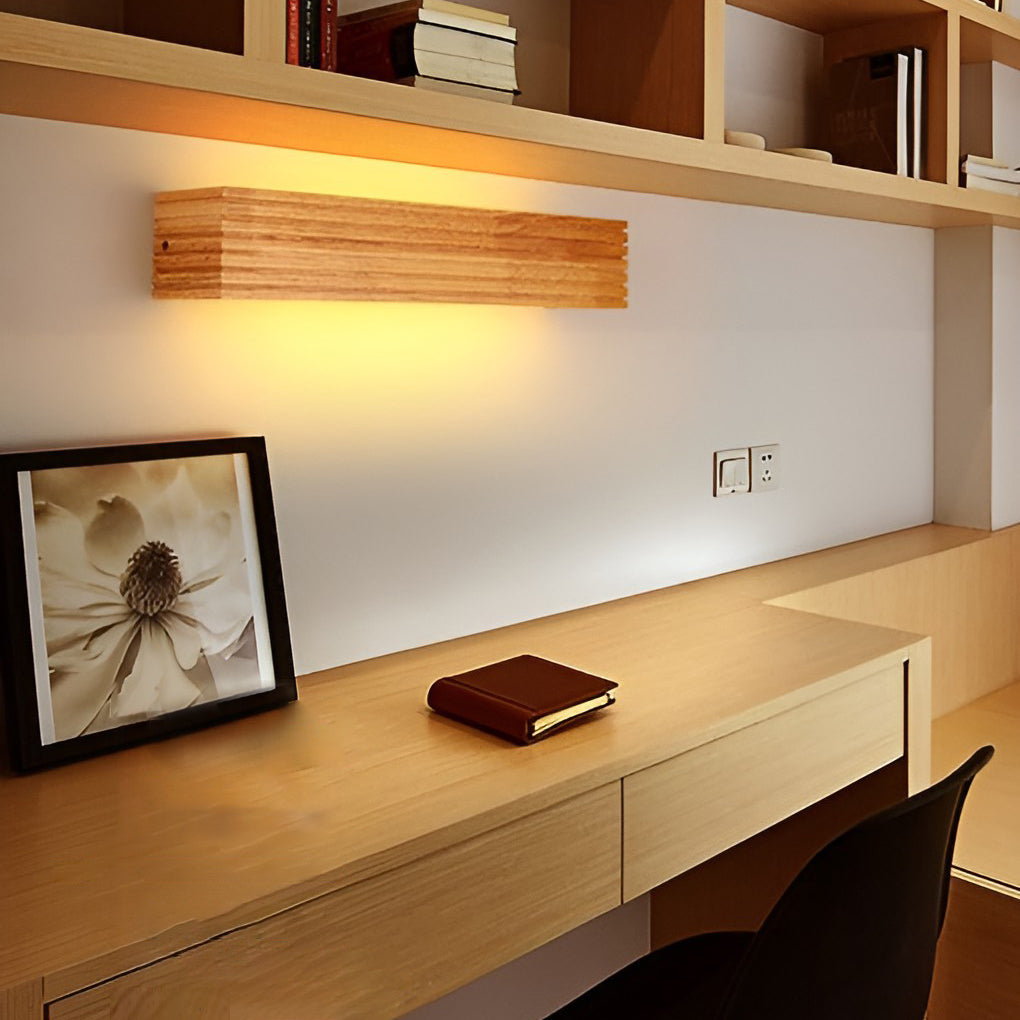 Wood Rectangular Waterproof LED Nordic Wall Sconce