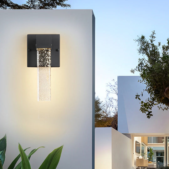 Waterproof LED 10W Crystal Black Modern Outdoor Wall Lamp