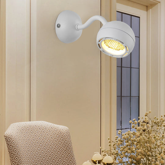 Adjustable Round Iron LED Bedside Reading Wall Lamp