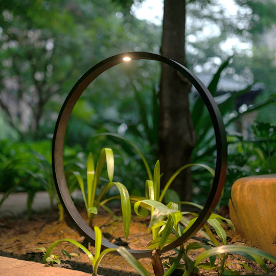 Elegant Circular COB LED Pathway Light Modern Black Ring Design