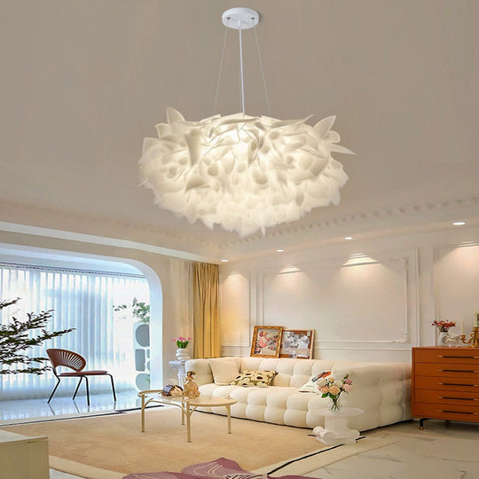 Flower Petals Three Step Dimming LED White Nordic Chandelier Light
