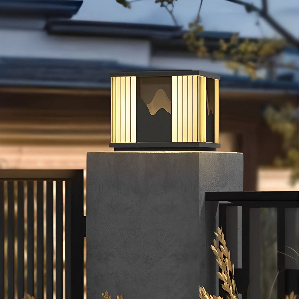 Waterproof LED Mountain Scenery Solar Fence Post Cap Light