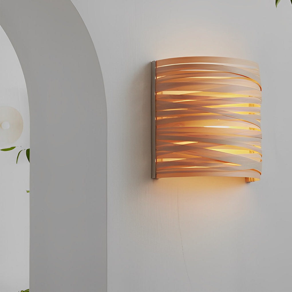 Semi-Cylindrical Handmade Wood Decorative Wall Lamp