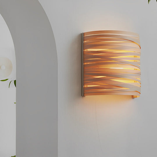 Semi-Cylindrical Handmade Wood Decorative Wall Lamp