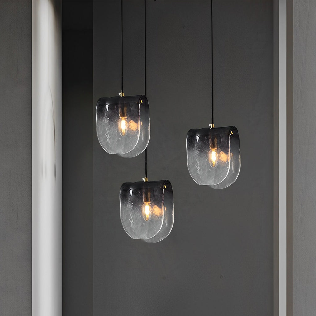 Gradient Smokey Gray Glass Post-Modern Small Chandelier Pendant Light