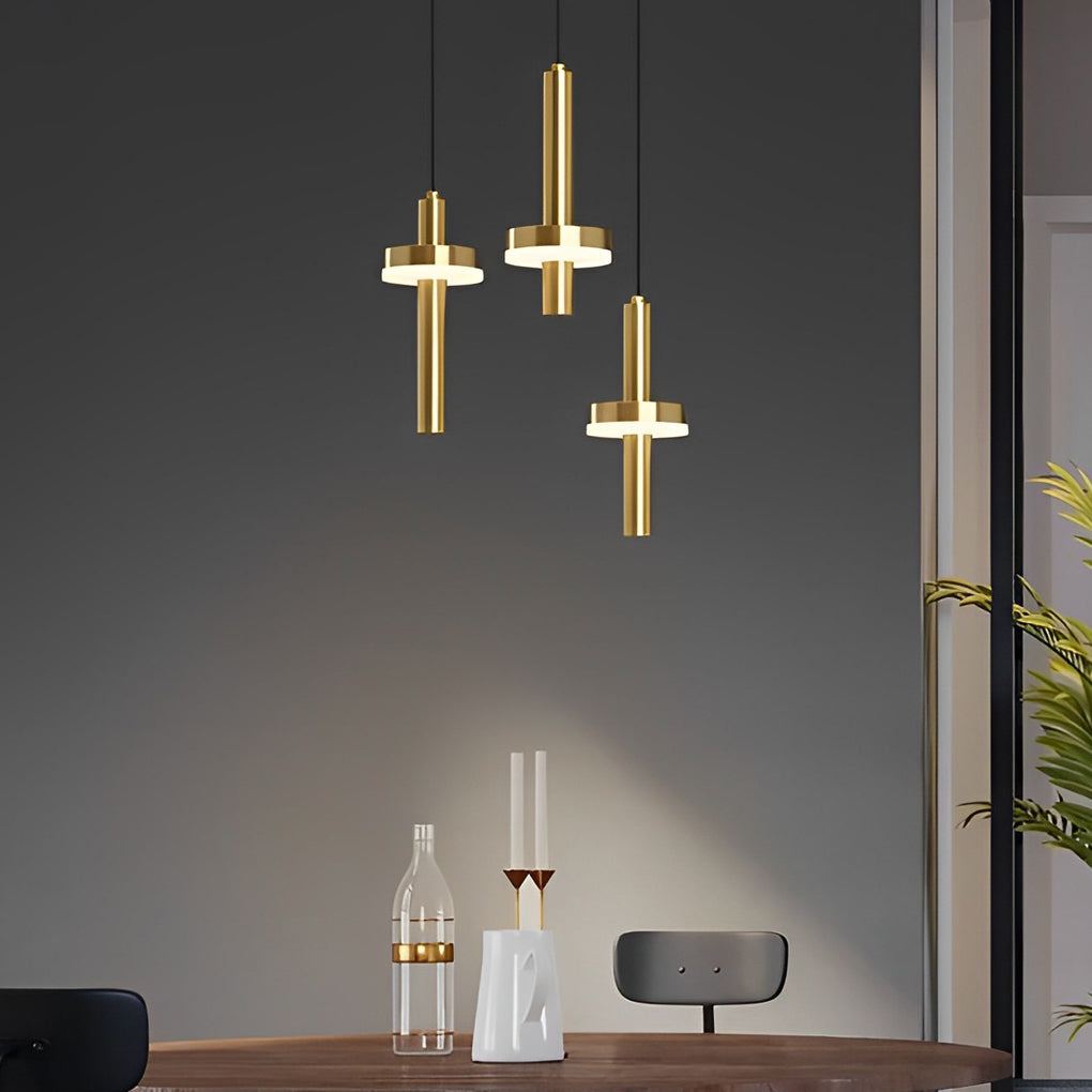Circle Cylinder LED Gold Nordic Pendant Light