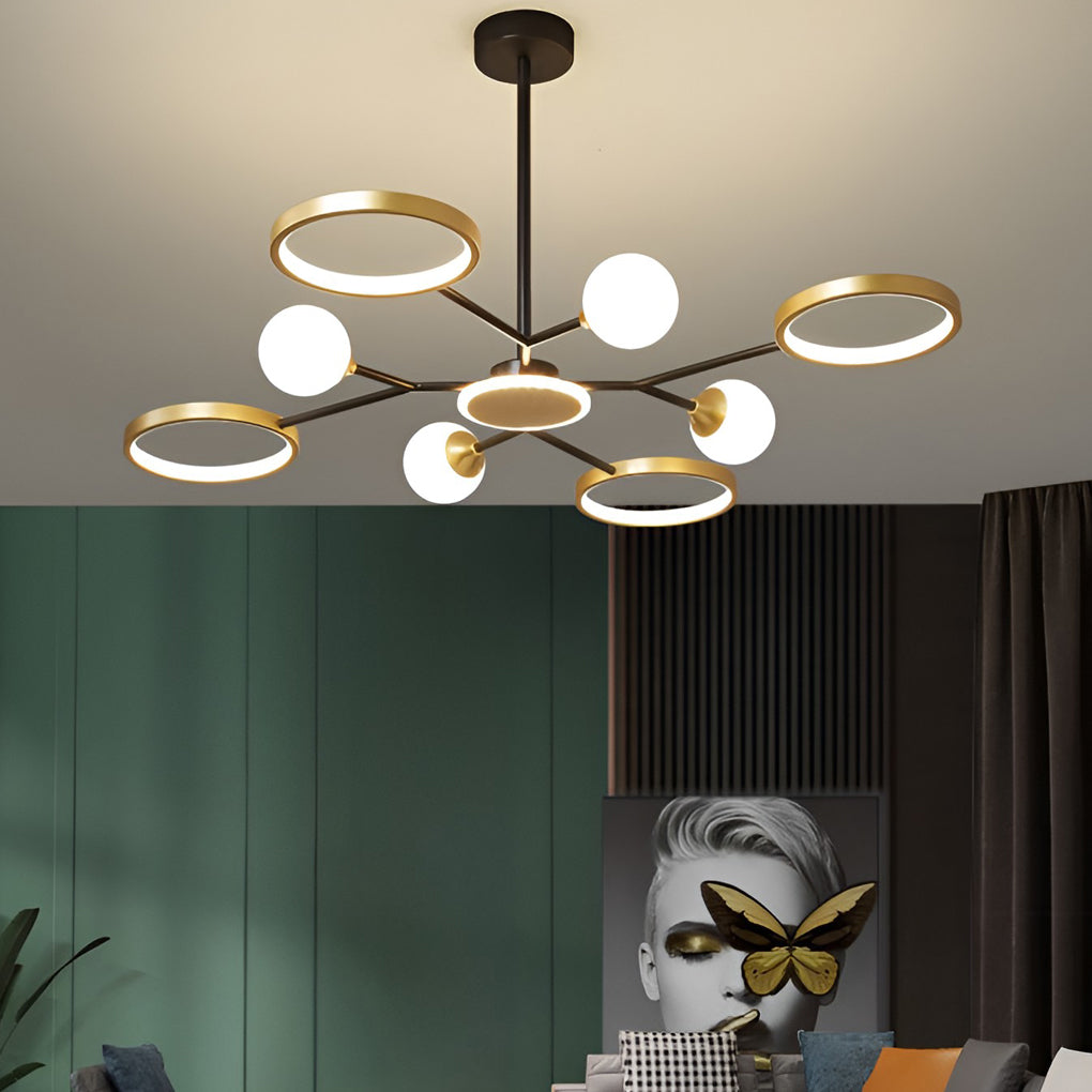 6 Lights Circles LED Modern Ceiling Light Chandelier Hanging Lamp