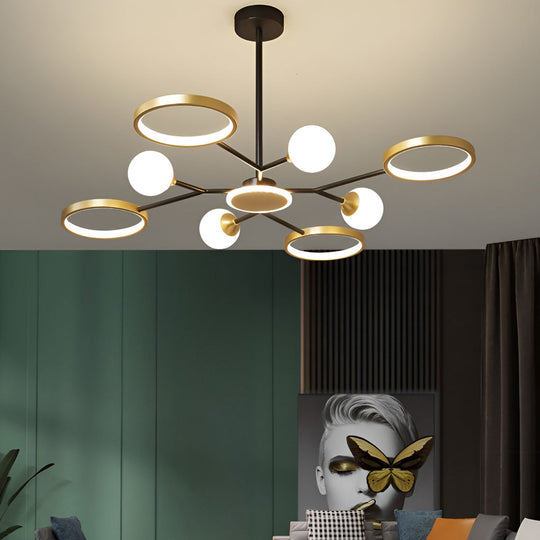6 Lights Circles LED Modern Ceiling Light Chandelier Hanging Lamp