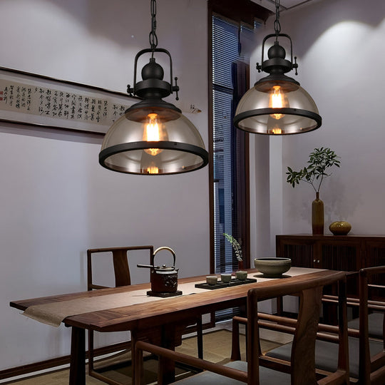 Antique Glass Iron – Retro Industrial Pendant Ceiling Light for Dining Room and Kitchen Island