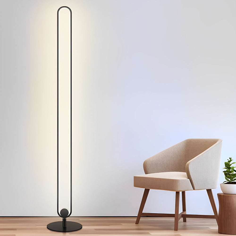 Modern Minimalist LED Oval Floor Lamp – 53" Standing Lamp with Sculptural Design, Warm White Light, Foot Switch Control
