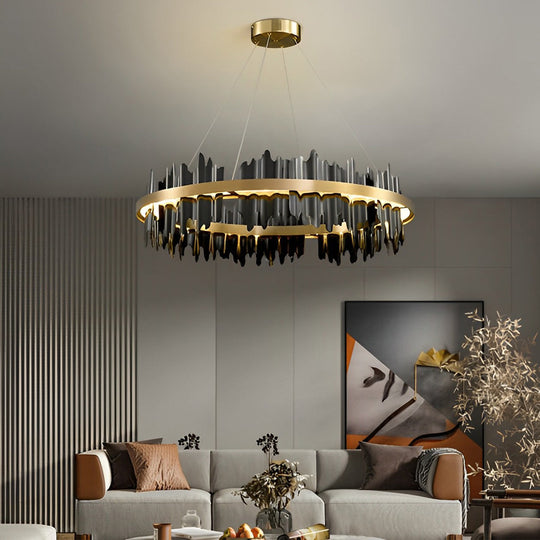 Creative Metal Circular Stepless Dimming LED Post Modern Chandelier