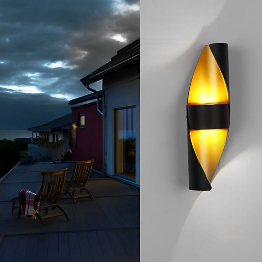 Spiral Exterior Up and Down Wall Mounted Light with Gold Interior