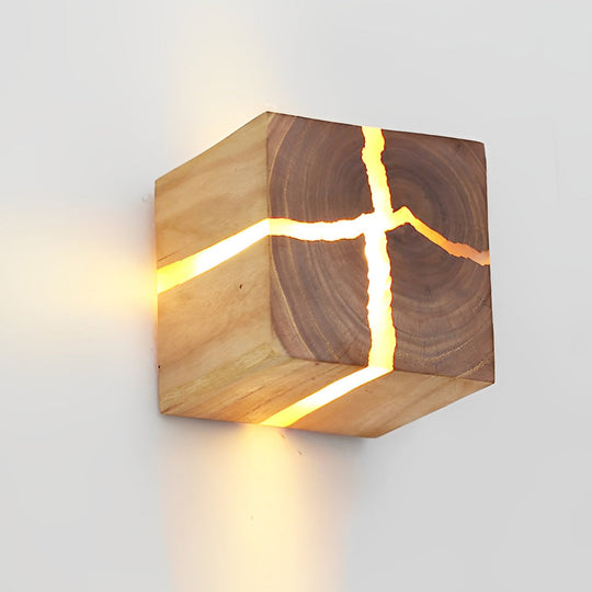 Cracked Wood Grain Square Wall Lamp