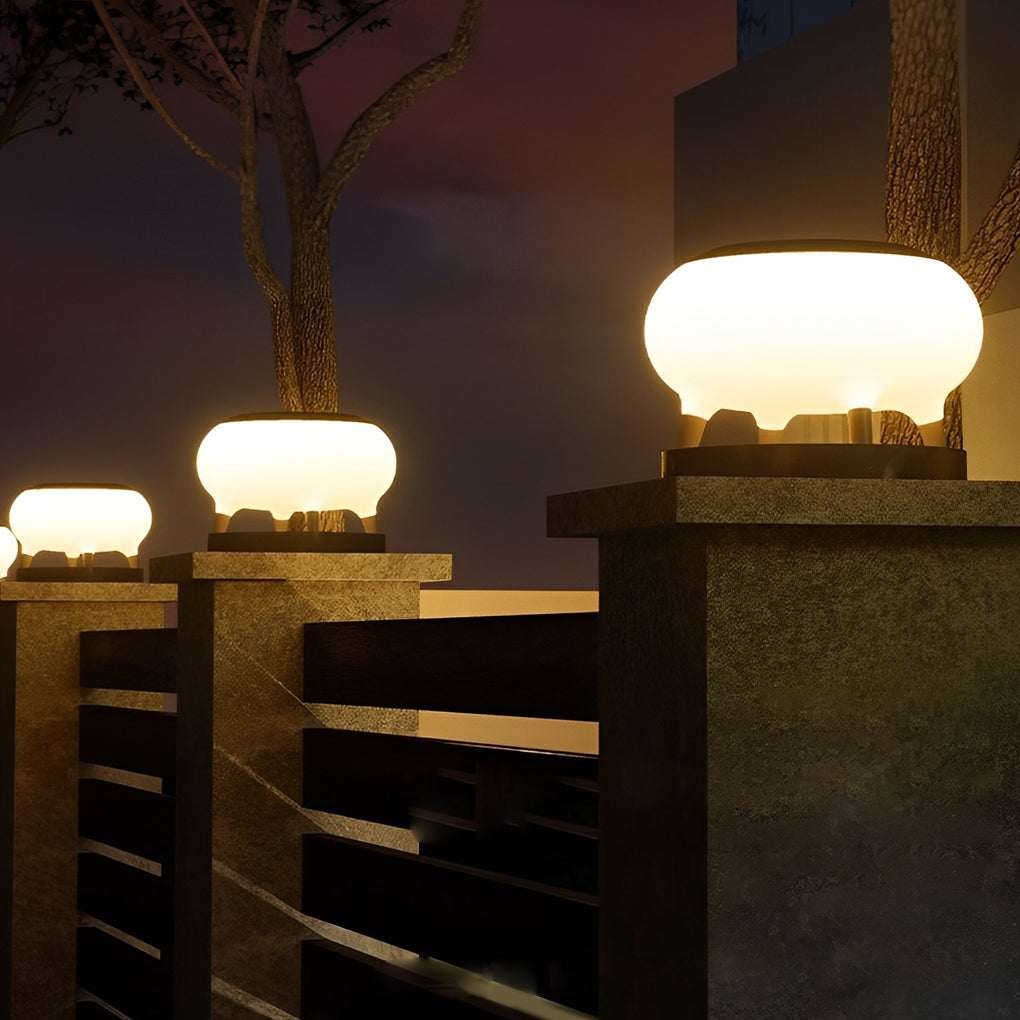 Round Drum Waterproof Solar Fence Post Light