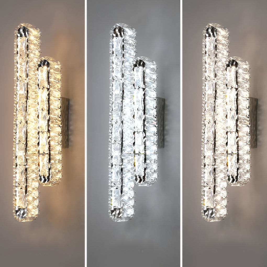 Double Strip Three Step Dimming LED Crystal Wall Lamp