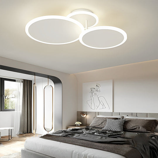 2/3/6 Round Three Step Dimming LED Matte White Nordic Ceiling Light Fixture