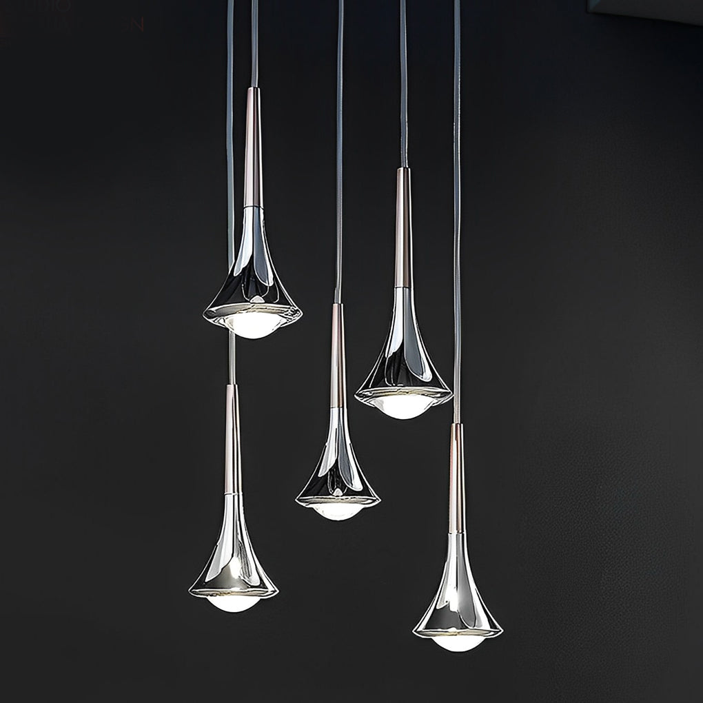 Water Drop – 1-Light Metal LED Nordic Staircase Pendant Light