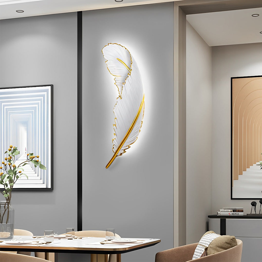 Modern Art Decorative Resin Feather LED Wall Sconce