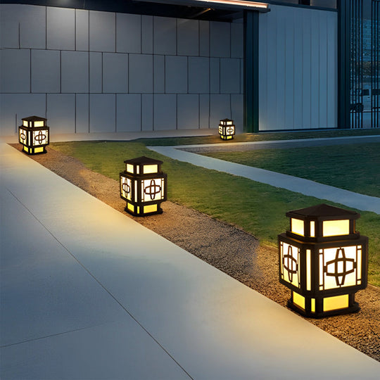 Creative Retro Black Outdoor Deck Post Light with LED