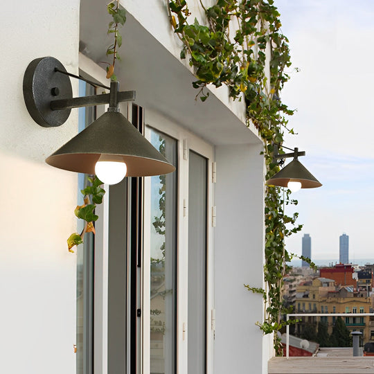 Conical Simple Waterproof Retro American Style Outdoor Wall Sconce Lighting