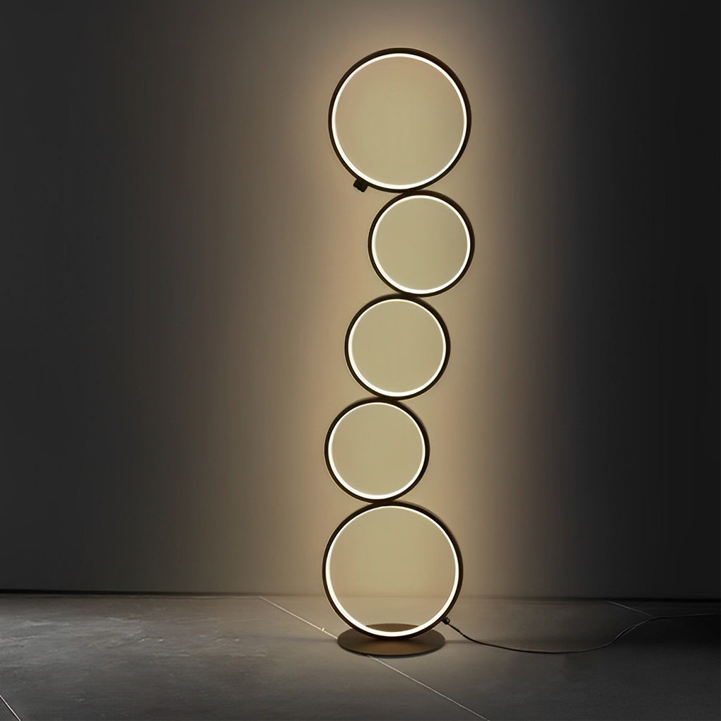 Modern Artistic 5-Circle LED Floor Lamp with Touch Control