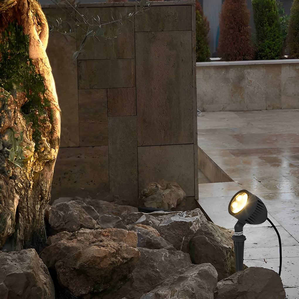 Adjustable Round LED COB Waterproof Outdoor Spotlights – Black Aluminum Landscape Lighting