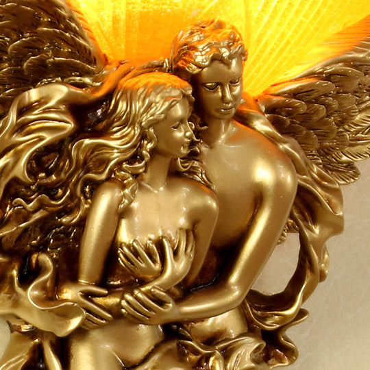 Retro Resin 3D Shy Angel European-Style Wall Lamp