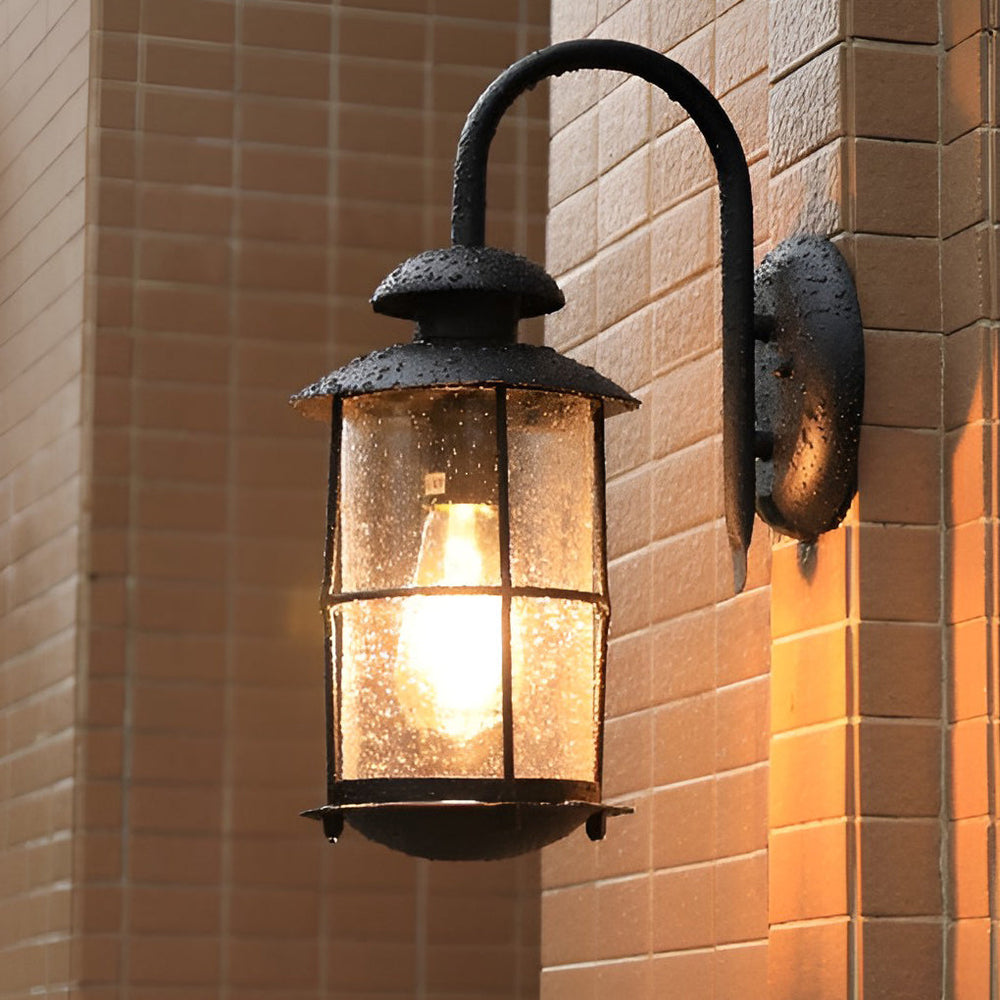 Black Glass LED Outdoor Waterproof Wall Sconce