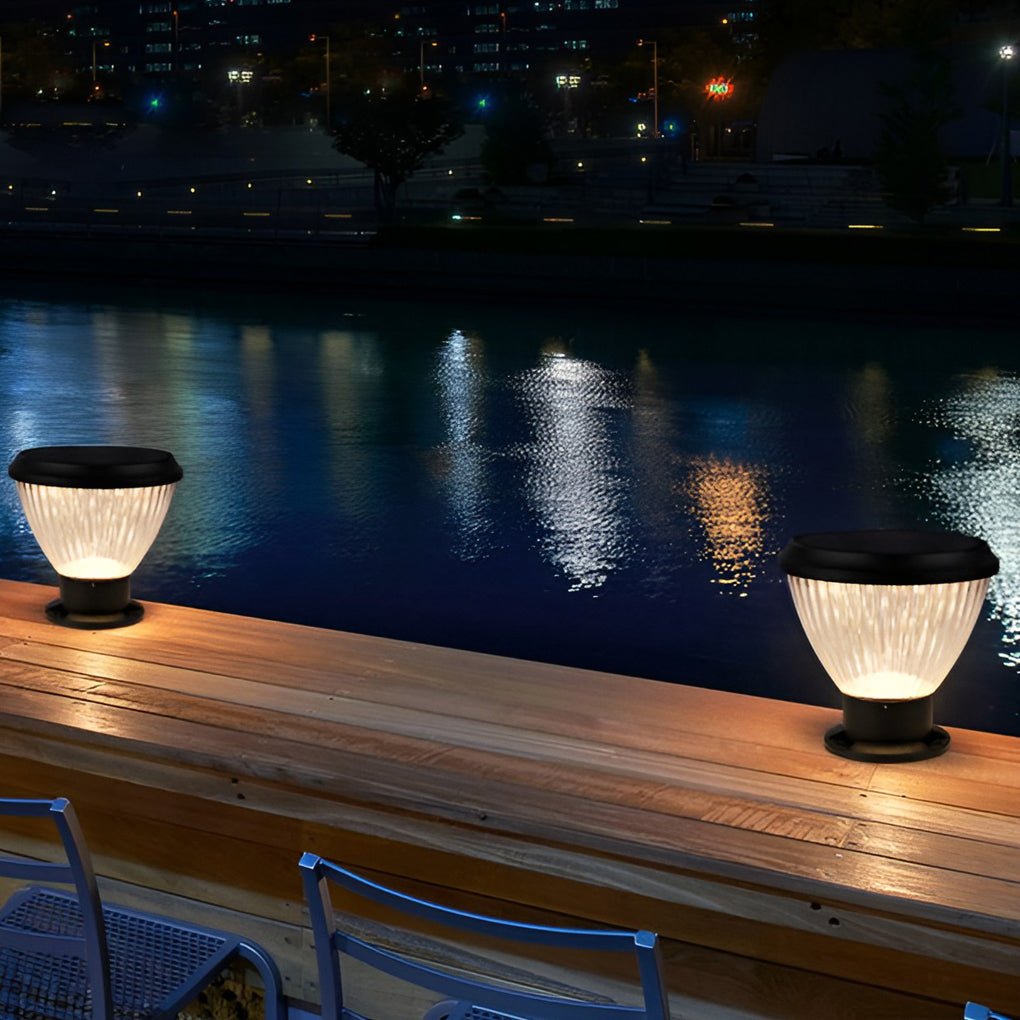 Round LED Solar Post Caps Lights – Modern Pillar Lighting