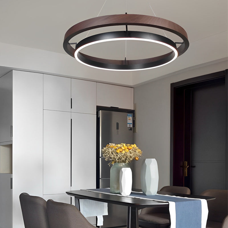 Round Minimalist Three-Step Dimming LED Black Modern Pendant Light