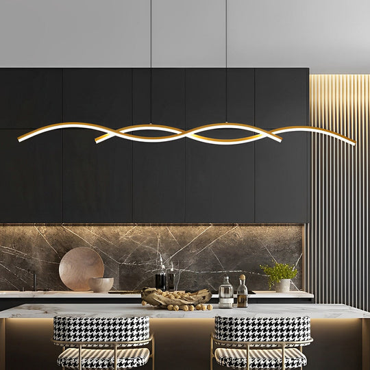 Wavy Lines Minimalist LED Nordic Dining Room Chandelier Hanging Lamp