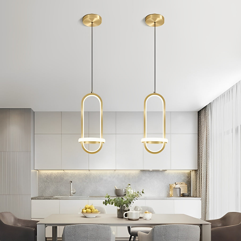 Artistic Rounded Rectangle LED Modern Pendant Lighting Kitchen Island Light