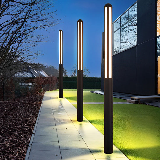 Minimalist Waterproof LED Black Modern Residential Outdoor Bollard Lights Yard Lighting