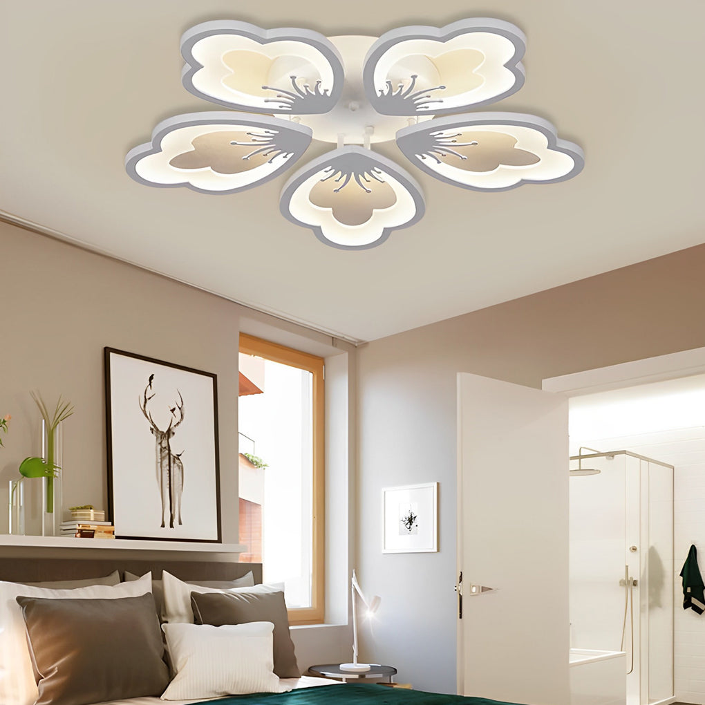 Flower Shaped Dimmable LED White Nordic Chandelier Light – Flush Mount Lighting