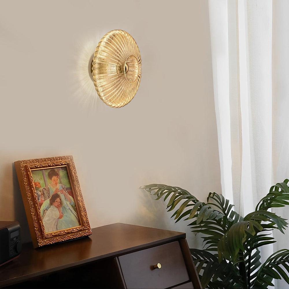 Round Striped Glass LED Post-Modern Wall Light Fixture