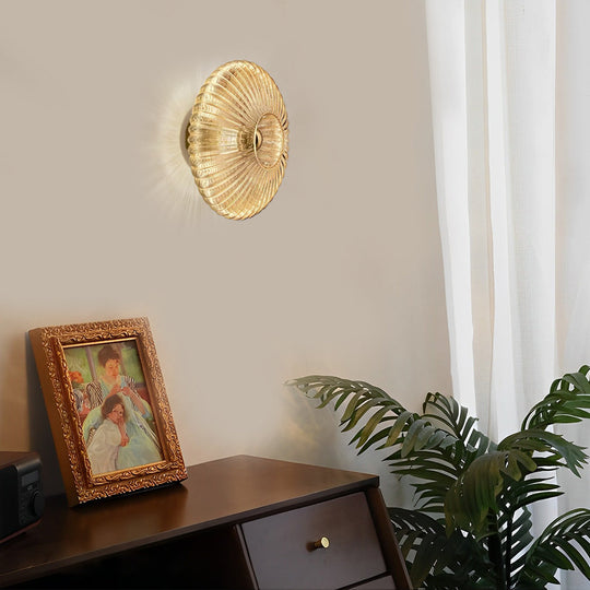 Round Striped Glass LED Post-Modern Wall Light Fixture