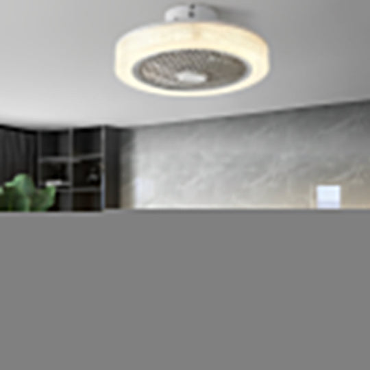 Bladeless Round Ceiling Fan with Dimmable LED and Warm Air for All Seasons