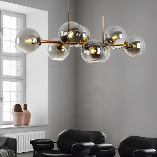 8 Lights Glass Shade LED Postmodern Chandelier Dining Room Light Fixture