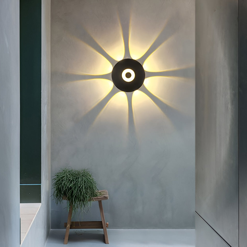 Round Waterproof LED Black Wall Washer Sconce Light