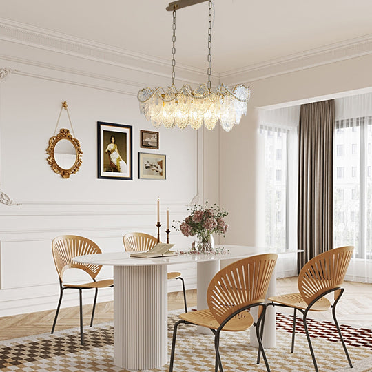 Glass LED 3-Step Dimming Luxury Pearls Decor French Style Chandelier