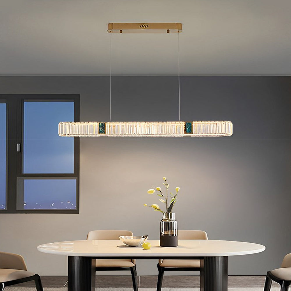 Gold Oval Stepless Dimming Crystal Chandelier Ceiling Light