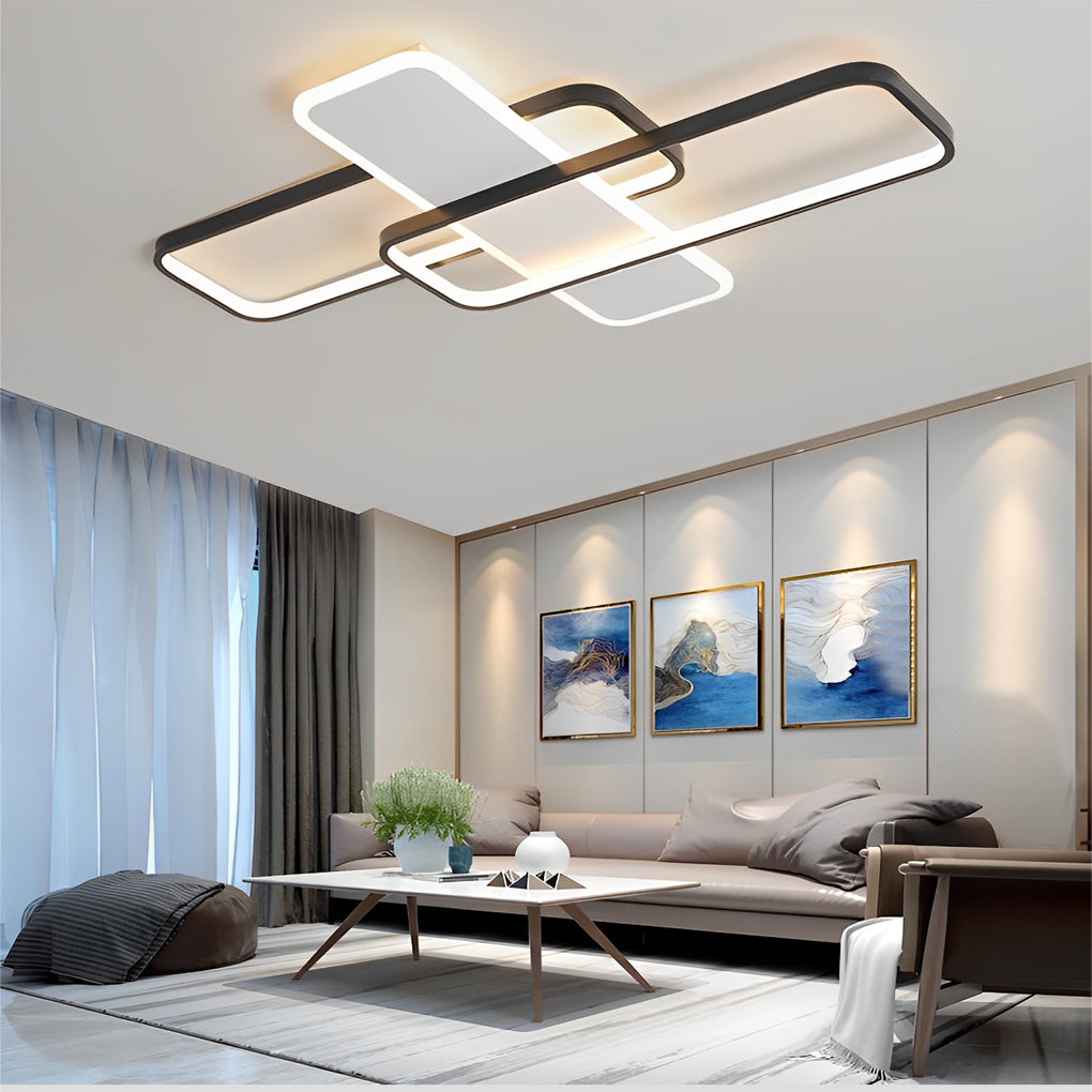 Square Overlapping Stepless Dimming LED Nordic Ceiling Light Chandelier