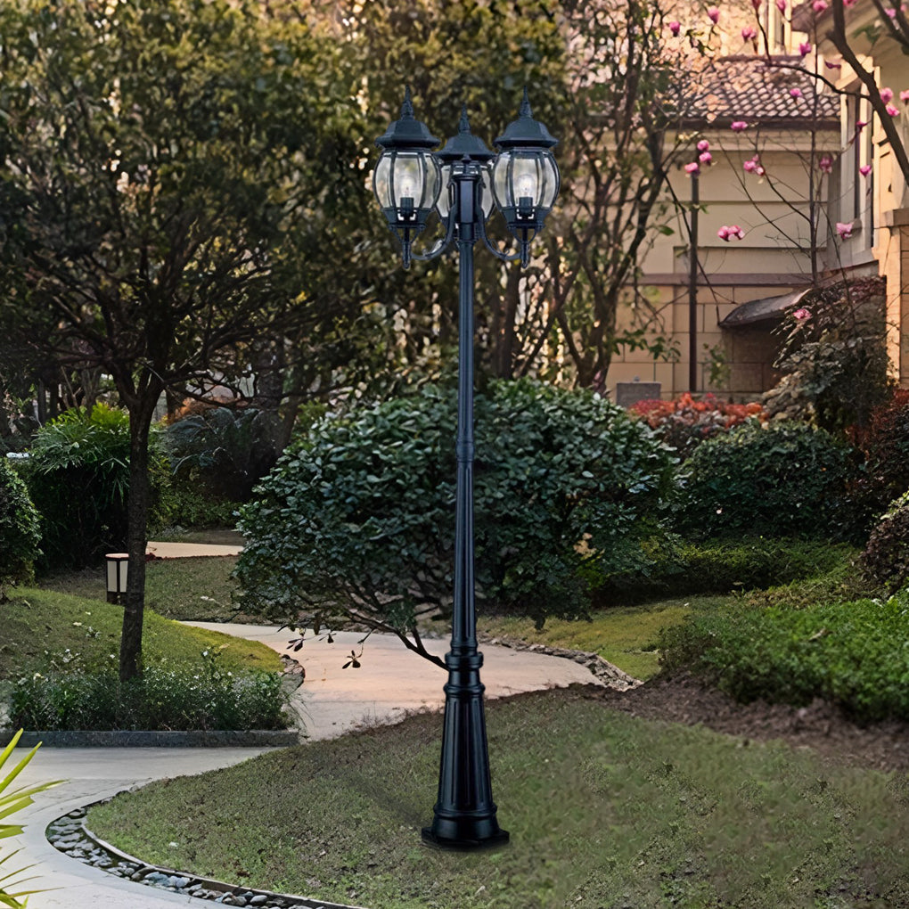 Waterproof 3-Light Black European Style Outdoor Garden Lamp Post